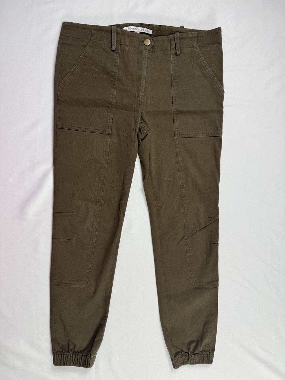 Veronica Beard Field Cargo Pants 6 Army Green Utility Military Jogger Snap Cuff